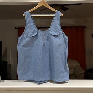 Miss Lili Women’s Blue Chambray Sleeveless Top Size 2X